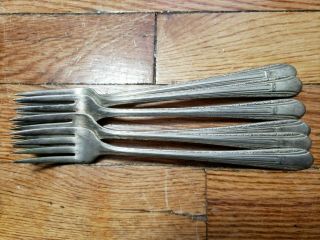 6 Antique Vintage Collectable Wm Rogers Silver Plated Forks 7.  5 "