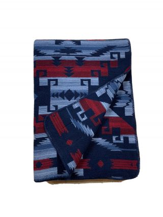 VTG Ralph Lauren CARTWRIGHT Southwest Red & Blue Cotton Twin/Throw Blanket 3