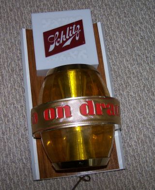 Vintage Lighted Schlitz Beer Rotating Barrel Sign Spinning Light Up