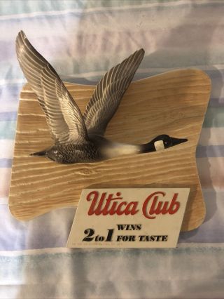 Vintage Utica Club Beer Flying Duck Plastic Sign Rare West End - Utica Ny