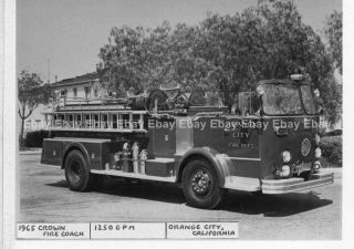 Orange City,  Ca Fire Dept 3x5 Photo: 1965 Crown Engine