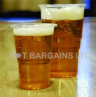 1000 X Clear Plastic Pint / Half Pint Disposable Beer Glasses Cups Tumblers Uk