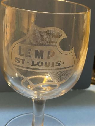 Glass goblet Lemp Beer Brewery St Louis shield logo; 5 - 1/2 tall circa 1910 Rare 3