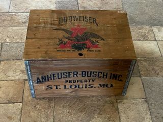 Vintage Anheuser Busch Budweiser Wooden Beer Sign Box Crate St Louis Mo.  1876