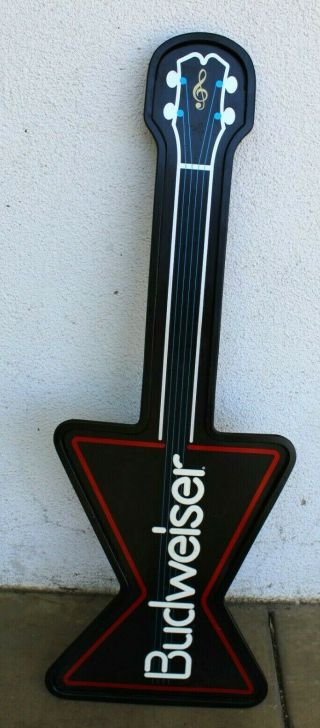 Vintage Budweiser Beer Guitar Faux Neon Wall Sign 1992 No Lights Inside