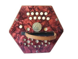 Vintage Scholer Concertina Accordion 20 Button Vintage Squeeze Box Ruby