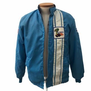 Vintage Ford Mustang Cobra Shelby Racing Jacket Size Medium Blue 1960s 1970s