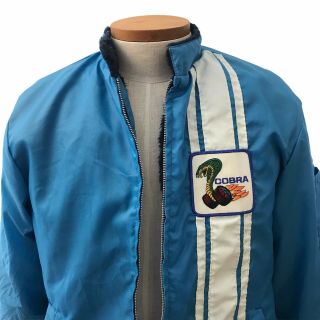 Vintage Ford Mustang Cobra Shelby Racing Jacket Size Medium Blue 1960s 1970s 2