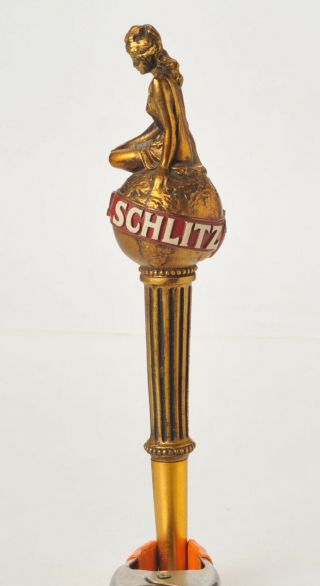 Vintage Schlitz Beer Tap Gold Handle Golden Goddess On Earth 12 "