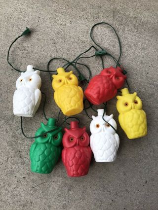 Vintage Owl String Lights Set Of 7 Patio Camping Outdoor Owl Blow Molds