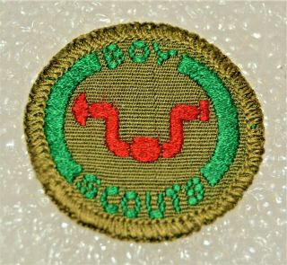 Hand Drill Boy Scout Carpenter Proficiency Award Badge White Back Troop Large