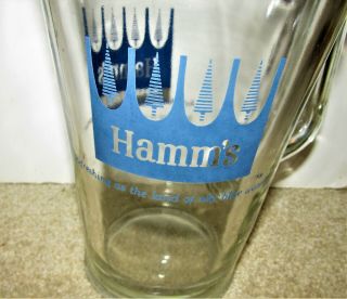 1950 ' s HAMM ' S beer BLUE CROWN LOGO glass 64 oz pitcher MINNESOTA 2