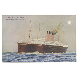 Vintage C1915 White Star Line Rms Cedric Postcard (montague Black Art) Unposted