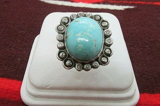 Vintage Southwest Turquoise Ring Size 7 Sterling " Tip "