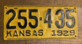 1929 Kansas License Plate 255 - 435 Amateur Restore