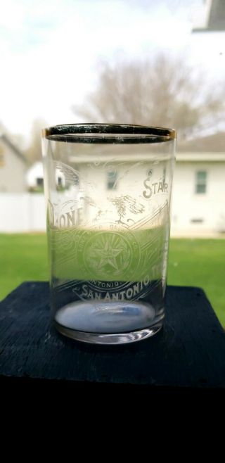 " Lone Star Brewing Company San Antonio Texas " Pre Pro Etched Beer Glass
