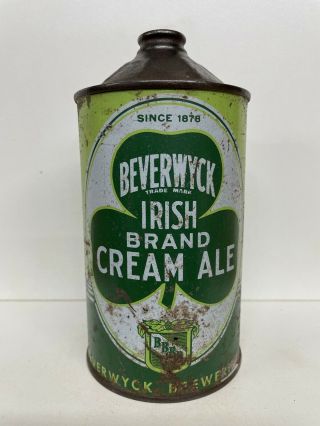 Beverwyck Irish Brand Cream Ale Quart Cone Top Beer Can Quart 203 - 5 Since 1878