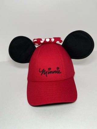 Disney Minnie Mouse Youth Size Baseball Cap Hat Polka Dot Ears Kids Girls Adjust
