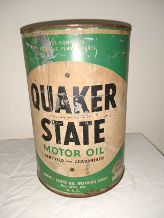 Vintage Quaker State 5 Quart Pennsylvania Seal Motor Oil Can