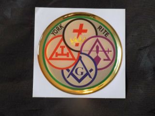 Masonic 3 " Gel Car Emblem York Rite Bodies Square Compass Fraternity