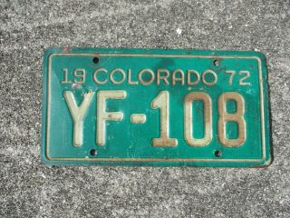 Colorado 1972 Motorcycle License Plate Yf - 108