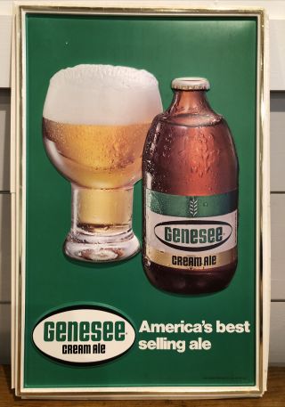 Rare Vintage Genesee Cream Ale 3d Lighted Sign Insert Panel Only 20”h X 13”w