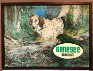 Vintage Genesee Cream Ale Lighted Sign Insert Panel Only Hunting Dog & Bird 3d