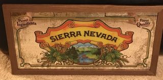 Vintage Sierra Nevada Pale Ale Craft Beer Pub Sign Mirror Glass Wood Man Cave