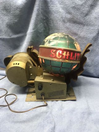 Vintage 1976 Schlitz Beer Bar Advertising Light Rotating Globe and Clock 3