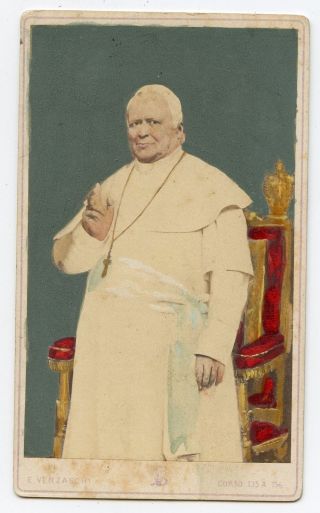 Pope Pius Ix Vintage Religious H/col.  Cdv Photo By Enrico Verzaschi,  Italy,  1872