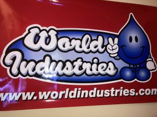 Vintage 90s World Industries Skateboard Banner Poster Wet Willy Black Og Hookups