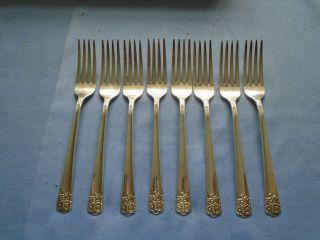 Vintage Cutlery Set Of 8 Silver Plated Dinner Forks Wm Rogers & Son I S April