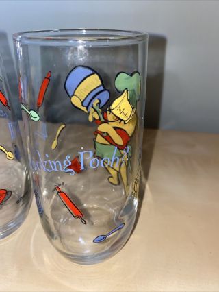 Set of 2 Vintage Disney Winnie The Pooh Glass Tumbler Whats Cooking Pooh 3