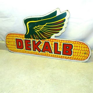 Vintage Dekalb Corn Sign,  Agriculture Advertising,  Flying Ear Masonite,  Farm