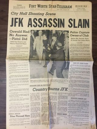 Ft Worth Star Telegram Nov 25,  1963 Jfk Assassin Slain Front Page