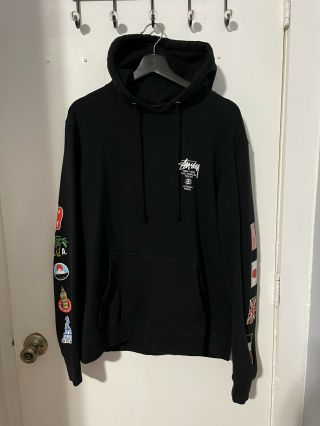 Stussy Hoodie Sweatshirt Vintage Black Size Large