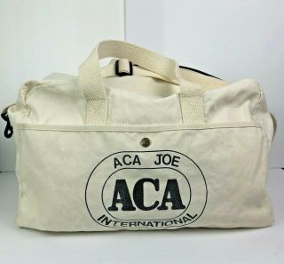 Rare Vintage Aca Joe 100 Cotton Canvas Ivory Duffle Overnight Weekend Gym Bag