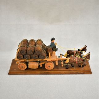 Vintage Wooden Beer Keg Wagon Hofbrau Horse Drawn Carriage