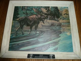 Seagrams 7 Sign Vintage Wildlife Rare Moose By Bob Kuhn Beer Whiskey