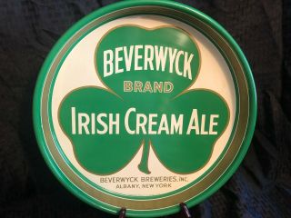 Old Beverwyck Irish Cream Ale Beer Tin Serving Tray Breweries Inc.  Albany Ny