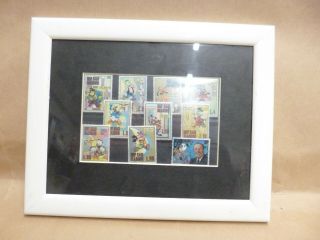 Walt Disney Stamps In Frame Donald Duck,  Mickey Mouse And Pluto,