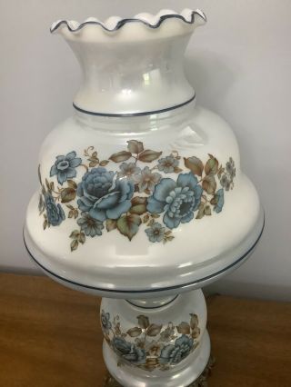 Hurricane Lamp Flowers Vintage Blue Double Gone With The Wind Light 2