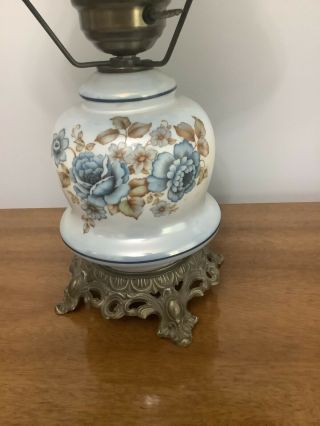 Hurricane Lamp Flowers Vintage Blue Double Gone With The Wind Light 3