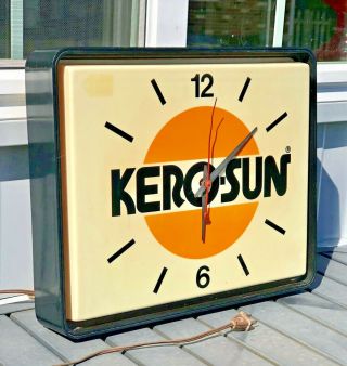 Vintage Lighted Kero - Sun Heater Wall Clock Advertising Sign Light
