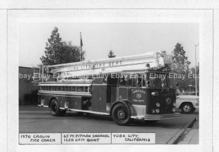 Yuba City,  Ca Fire Dept 3x5 Photo: T - 715 1970 Crown Pitman Quint