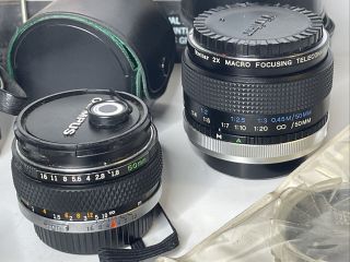Olympus OM - 1 MD 35mm Film Camera - Lens Zuiko 50mm f/1.  8 Extra Lens - Filters Vtg 3