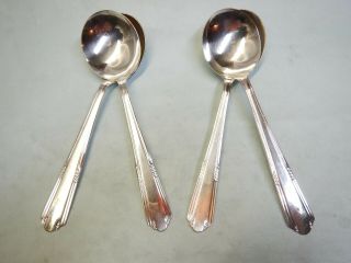 4 Simplicity Round Bowl Soup Spoons - Classic 1933 Wallace/deerfield - Fine