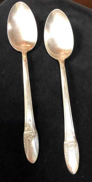 2 International Silver 1847 Rogers Bros First Love Large Serving Spoons 8 - 1/2”