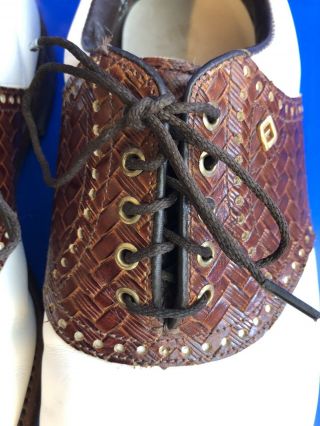 Vintage Footjoy Classics Mens Golf Shoes 51276 White/brown 8.  5 D