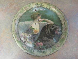 Vintage Pre Prohibition Rainier Beer Tin Serving Tray 13 " Seattle Brewing